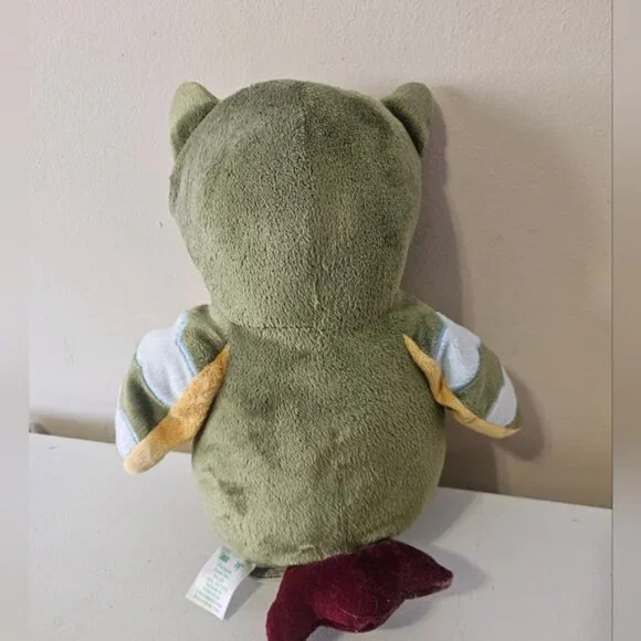 Lambs Ivy Enchanted Forest Owl Plush Toy 14  Soft Stuffed Green Yellow Burgundy - Picture 5 of 8
